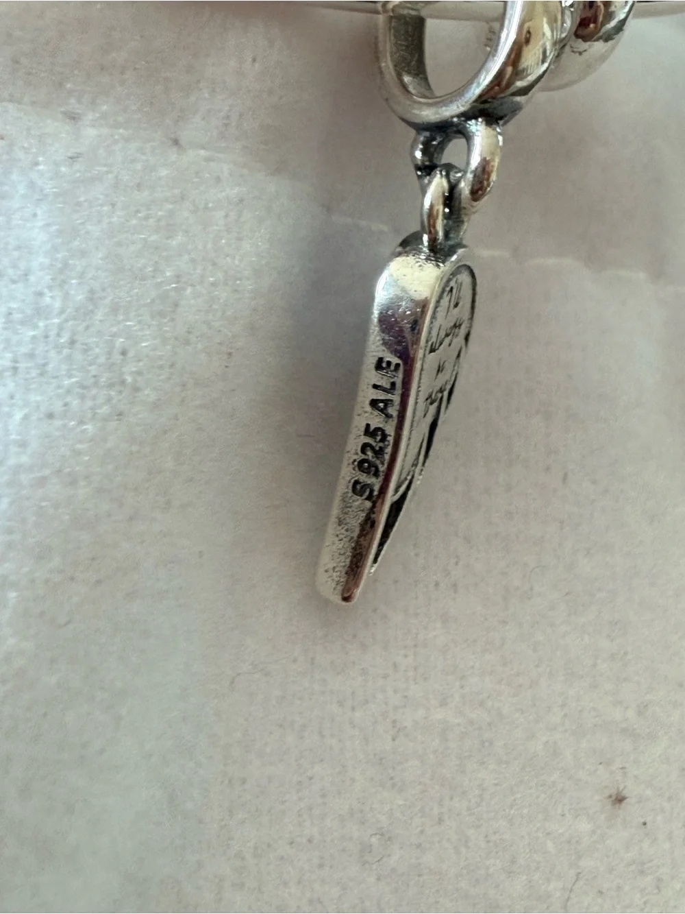Pandora Silver Angel Wing Charm with Blue and Clear Stones